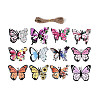 12Pcs UV Single Face Printed Wood Butterfly Pendant Decorations WOOD-N020-11-1