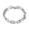 201 Stainless Steel Oval Link Chain Bracelets for Men BJEW-R313-07P-1