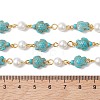2Pcs 2 Colors Synthetic Turquoise & Glass Pearl Link Chains AJEW-JB01594-01-4