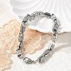 304 Stainless Steel Oval Link Chain Bracelets for Women Men BJEW-F488-63A-P-1