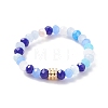 Glass Beaded Stretch Finger Ring with Cube for Women X-RJEW-JR00431-4