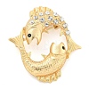 Golden Zinc Alloy with Rhinestone Brooches JEWB-B018-03G-11-1