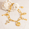 304 Stainless Steel Micro Pave Cubic Zirconia Charm Bracelets FS-WG2DFC3-01-2