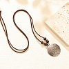 Boho Adjustable Wooden Bead Faux Leather Cord Vintage Alloy Flat Round Pendant Necklaces WGC4ABD-01-2
