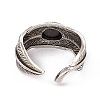 Feather Natural Hypersthene Cuff Rings RJEW-G273-14AS-02-3
