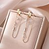 Brass Clear Cubic Zirconia Horse Eye Tassel Dangle Earrings FS-WGA0198-01-1
