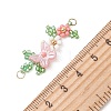 ABS Plastic Imitation Pearl Butterfly and Glass Seed Beaded Flower Links Connector Charms PALLOY-MZ01332-02-2