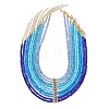 10Pcs 10 Colors Bohemian Brass Enamel Evil Eye & Glass Seed Beaded Necklaces NJEW-MZ00145-2
