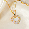 Elegant Heart-shaped Brass Clear Cubic Zircon Pendant Dapped Chain Necklaces for Women MS3018-3