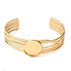 304 Stainless Steel Multi-strand Cuff Bracelet Blanks with Flat Round Bezel Settings SA-CBA4160-01B-G-2