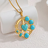 Boho 304 Stainless Steel Synthetic Turquoise Pendant Necklaces for Women WG99EC3-08-1
