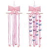Polyester Bowknot & Wood Hair Clips Storage Hangers with Yarn AJEW-WH0596-944-1