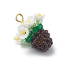 Resin Glass Seed Beaded Flower Pendants PALLOY-MZ01106-02-3