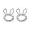 Rabbit Head Brass Micro Pave Cubic Zirconia Ear Studs EJEW-D304-39P-2