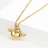 304 Stainless Steel Heart Lock with Angel Wings Pendant Necklaces for Women WG91D89-01-1
