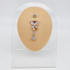 304 Stainless Steel Crystal Rhinestone Dangle Belly Rings WGC038A-05-1