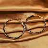 Brass Enamel Twist Ring Hoop Earrings EJEW-P301-01G-B-1