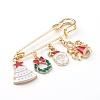 Christmas Theme Brass Safety Brooch X-JEWB-BR00046-03-2