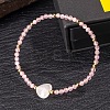 Natural Rose Quartz & Quartz Crystal Beads Stretch Bracelets for Women KL2694-3