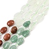 Natural Indian Agate & Yellow Aventurine & Green Aventurine & Quartz Crystal & Synthetic Goldstone Beads Strands G-Z135-A02-2
