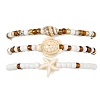 Ocean Glass Seed Beads Stretch Bracelet Sets BJEW-JB14496-3