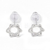 Anti-Tarnish Rhodium Plated Star of David 999 Sterling Silver Stud Earrings for Women EJEW-S215-05P-2