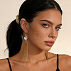 Alloy Pave Clear Cubic Zirconia Tassel Dangle Earrings for Women WG395D2-01-1