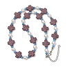 Dyed Natural Lava Rock & Round Synthetic Turquoise & Imitation Pearl Beaded Necklaces GG-CBA922D-07A-4