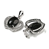 Natural Obsidian with Clear Cubic Zirconia Pendants G-G133-03P-23-2