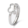 304 Stainless Steel Hollow Heart Adjustable Rings RJEW-D006-15P-1
