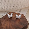 Brass Clear Cubic Zirconia Stud Earrings FS-WG5DAEB-02-2