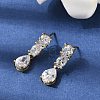 Teardrop Brass Micro Pave Clear Cubic Zirconia Dangle Stud Earrings EJEW-H180-14G-1