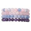 4Pcs Constellation 8mm Round Natural Amethyst & Rose Quartz & White Jade Imitation Aquamarine & White Jade Imitation Morganite Beaded Stretch Bracelets for Women BJEW-JB10633-1