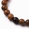 Natural Wood Round Beads Stretch Bracelets BJEW-JB05660-6
