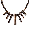 Natural Tiger Eye Round Beaded Fan Bib Necklaces NJEW-N064-04B-3