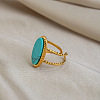 304 Stainless Steel with Synthetic Turquoise Cuff Open Rings ZU0108-2