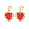 Brass Micro Pave Clear Cubic Zirconia Heart European Dangle Charms KK-L256-21G-1