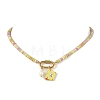 304 Stainless Steel Pendant Dyed Glass Rondelle Beaded Necklaces for Women NJEW-JN06540-02-2