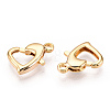 Brass Heart Lobster Claw Clasps X-KK-N254-16G-2