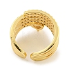Rack Plating Brass Micro Pave Cubic Zirconia Heart Open Cuff Ring for Women RJEW-C082-06G-3
