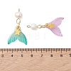 Spray Painted Glass & Natural Pearl & Alloy Pendants PALLOY-JF05240-4