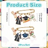 2Pcs Graduation & Tulip Charm Alloy Enamel Safety Pin Brooches JEWB-YW00003-3