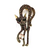 Cat Shape Colorful Rhinestone Brooches JEWB-S030-03B-1