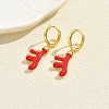 Brass Enamel Deer Hoop Earrings KX0069-1