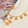 Vintage Ethnic Style Alloy Zircon Hollow Floral Filigree Charm Necklace & Stud Earring Sets for Women JI8843-1