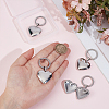 4Pcs 316 Stainless Steel Heart Locket Pendant Keychains KEYC-PH01618-3