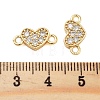 Rack Plating Brass Pave Clear Cubic Zirconia Heart Links Connector Charms KK-S379-26G-3