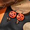 Halloween Pumpkin Alloy Resin Pendants Dangle Earrings EJEW-JE06103-2