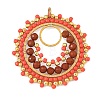 304 Stainless Steel & Brass & Natural Red Jasper & TOHO Glass Seed Beaded Pendants PALLOY-MZ01379-04-1