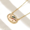 Brass Micro Pave Cubic Zirconia Star Oval Pendant Necklaces NJEW-R018-04G-02-1